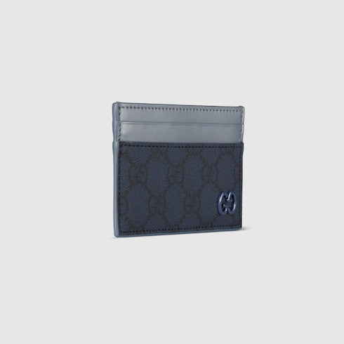 Dusty blue trim GG card case - dark blue GG Supreme