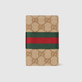 GG card case with Web - sand and brown GG canvas