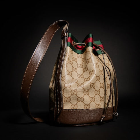 Gucci Venice small bucket bag - sand and brown GG canvas