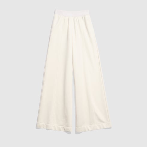 Cotton silk jersey leisure pants - white