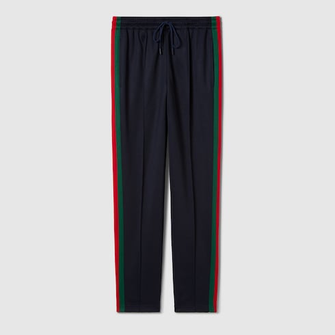 Technical jersey sportswear pants with Web - dark blue