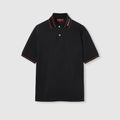Cotton piquet polo shirt - black
