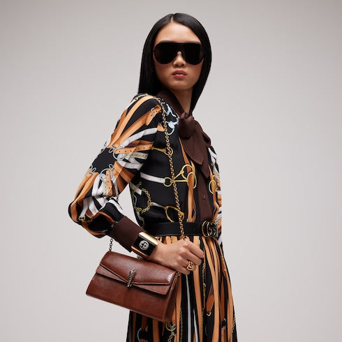 Dionysus lizard small shoulder bag - chestnut