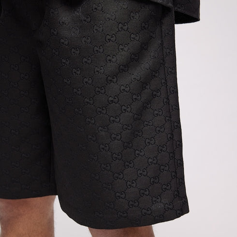 GG canvas linen blend shorts - black