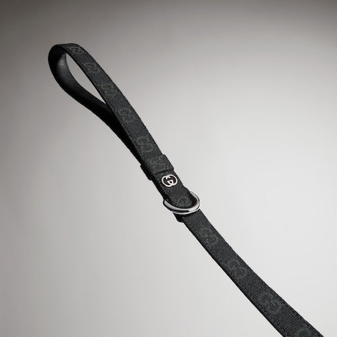 Small/medium pet leash - black GG canvas
