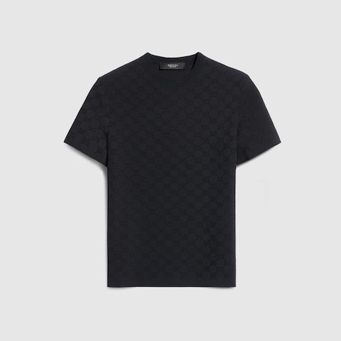 Technical GG fabric jacquard T-shirt - black