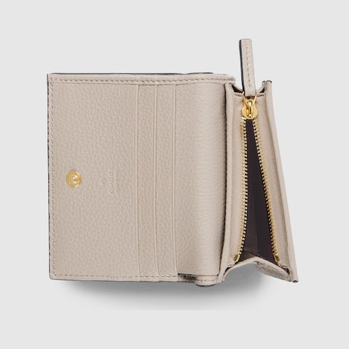 Bi-color GG Marmont small wallet - beige and white GG Supreme