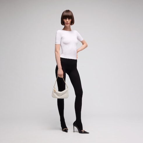 Lady Lunetta Chain small shoulder bag - white GG leather