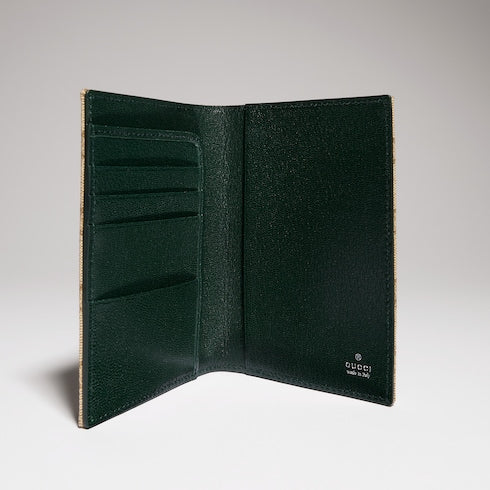 Gucci Essence Classic passport case - sand and brown GG canvas