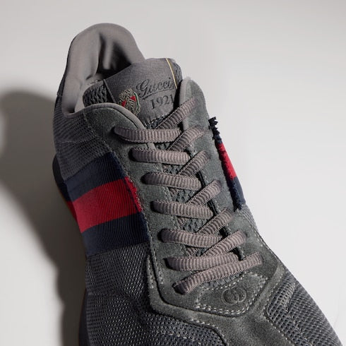 Men's Gucci Tempo sneaker - dark grey mesh and suede