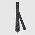 Printed silk tie - black and grey