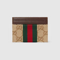 GG card case with Web - sand and brown GG canvas