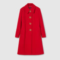 Wool natté coat with Double G button - red