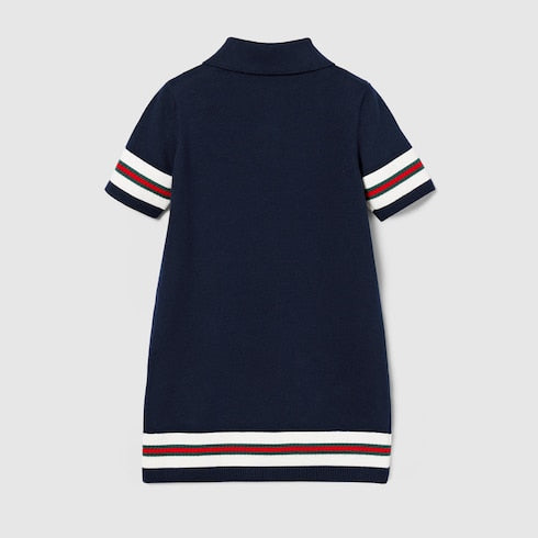 Children's cotton polo dress - dark blue