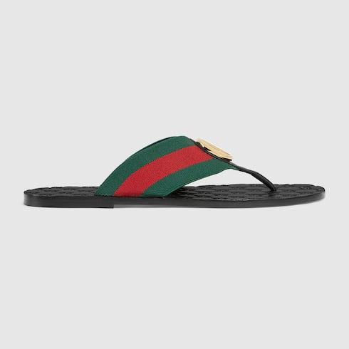 Men's Riviera thong sandal - green and red elastic strap