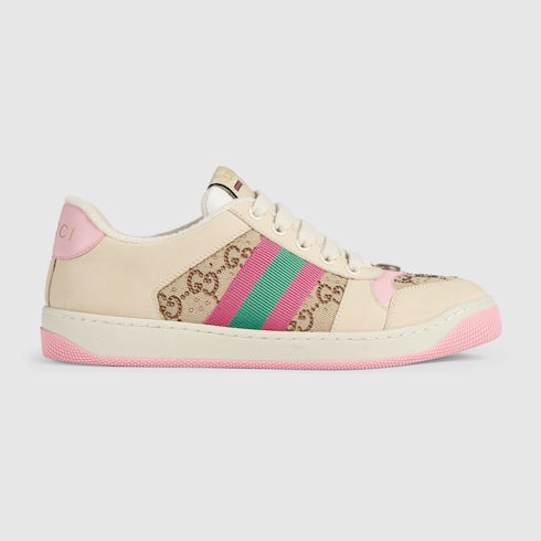 Women's GG crystal Screener sneaker - beige and dark brown GG canvas