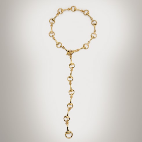 Horsebit lariat necklace - gold-toned brass