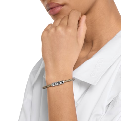 Bracelet with GG detail - beige and brown GG Supreme