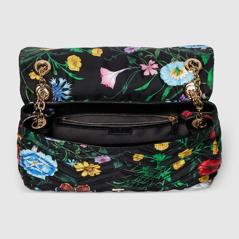GG Marmont medium shoulder bag - black silk twill