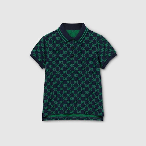 Children's GG cotton polo shirt - navy and green