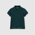 Children's GG cotton polo shirt - navy and green