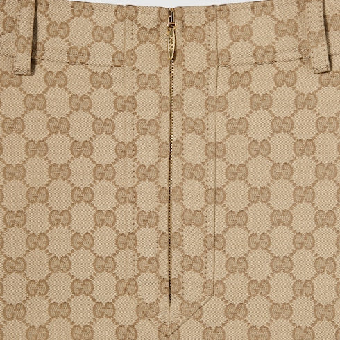 GG cotton canvas jacquard fabric skirt - sand