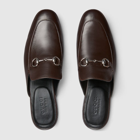 Men's mule with Horsebit - dark brown leather