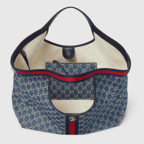 Gucci Giglio large tote bag - blue and white GG denim