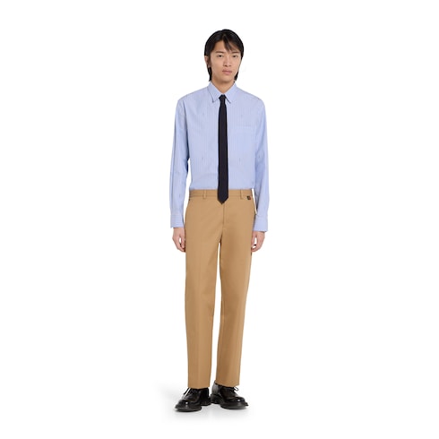 Cotton twill pants with Web detail - beige
