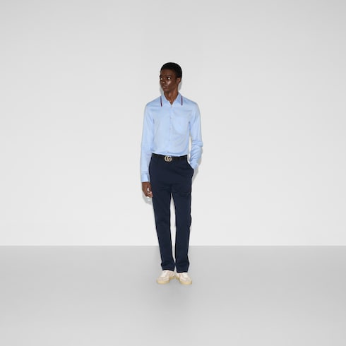Oxford cotton shirt with Web - pale blue