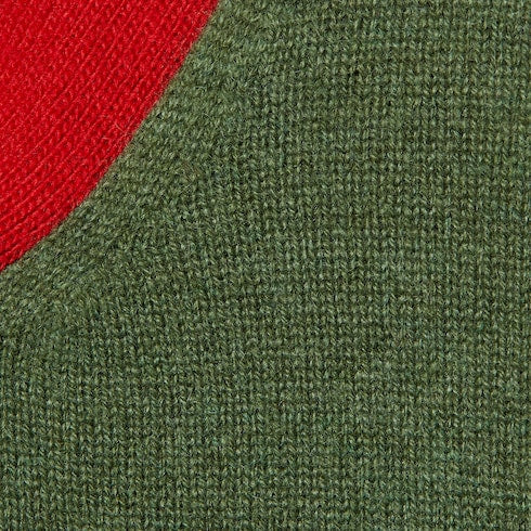 Knit cashmere sweater with ribbon - green