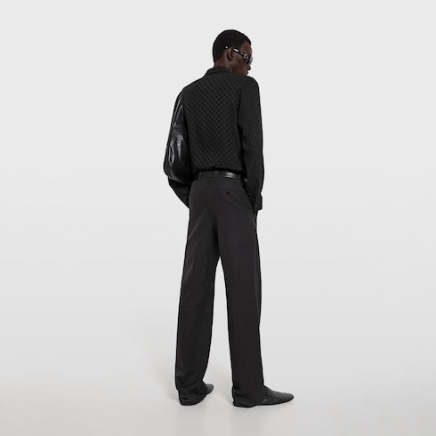 GG silk jacquard shirt - black