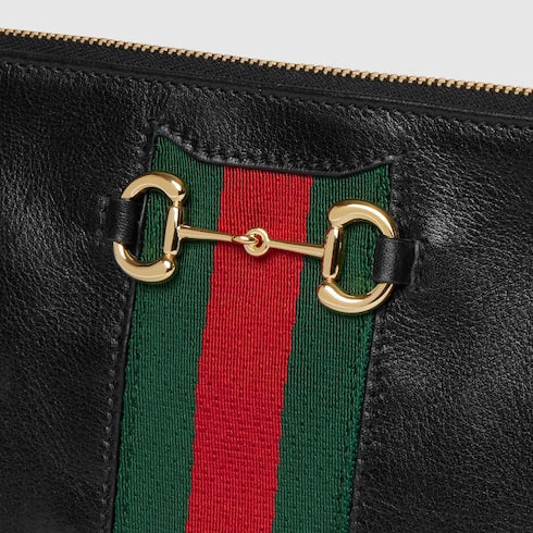 Gucci Horsebit Web small shoulder bag - black leather