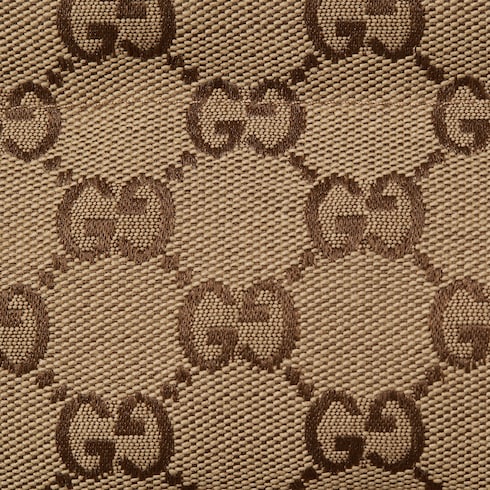 Baby GG canvas padded jacket - camel and dark brown
