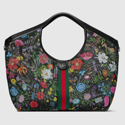 Gucci Giglio Flora large tote bag - black and multicolor Flora net