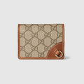 GG Emblem small wallet - beige and dark brown fabric