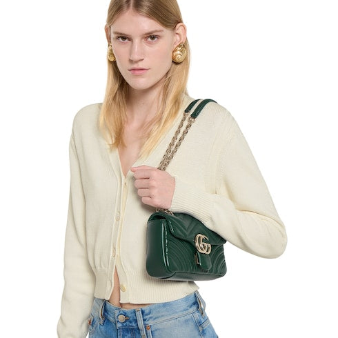 GG Marmont small shoulder bag - green leather