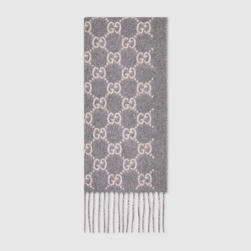 GG cashmere scarf - grey and pink