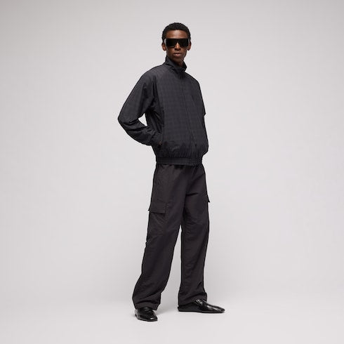 Froissé nylon faille cargo pants - black