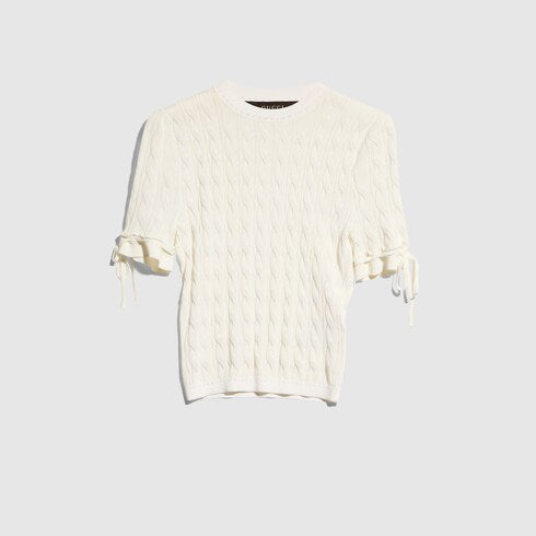 Braided cotton blend top - white