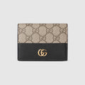 Bi-color GG Marmont card case wallet - beige and black leather