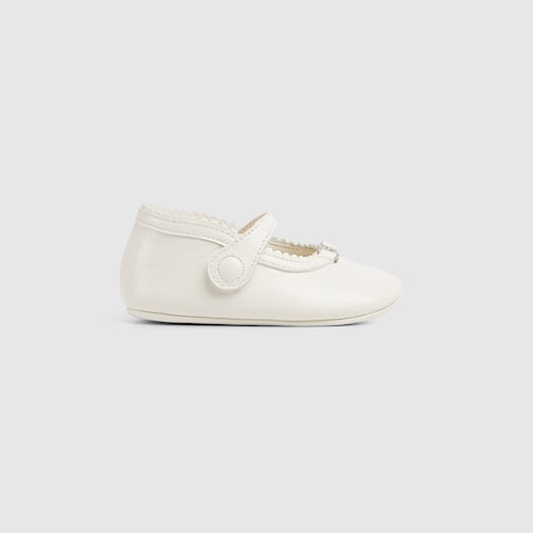 Baby ballet flats with Double G - off white leather