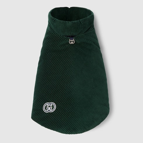 Reversible corduroy pet coat - green