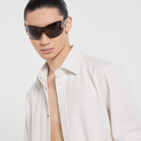 GG cotton denim jacquard shirt - white