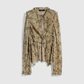 Printed silk shirt - ivory and brown