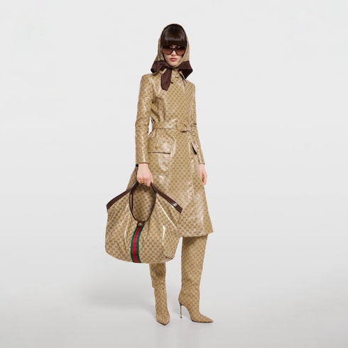 Gucci Giglio large tote bag - sand and brown GG fabric