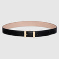 Belt with squared buckle - black leather
