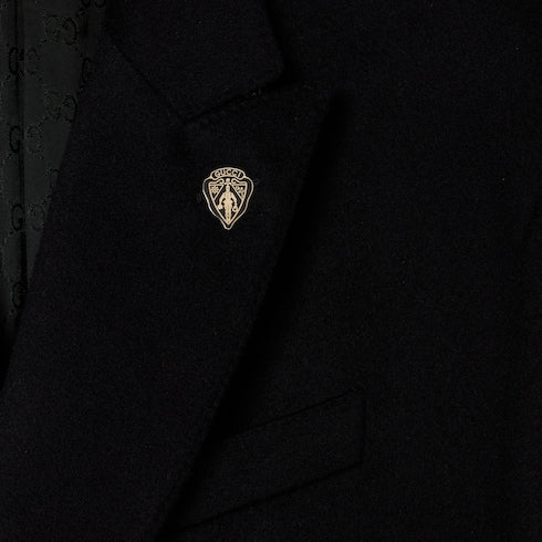 Double-breasted wool cashmere coat - black
