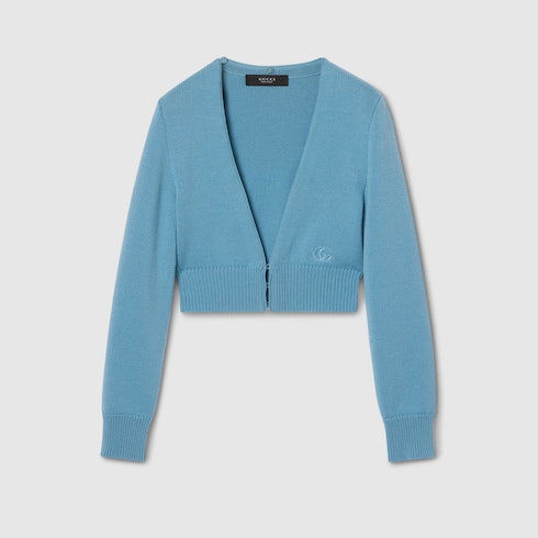 Knit wool cashmere cardigan - light blue