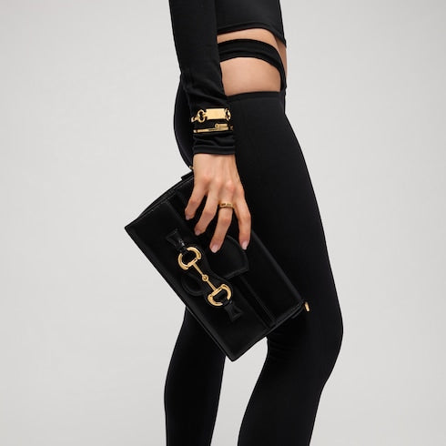 Horsebit Ristretto medium shoulder bag - black leather
